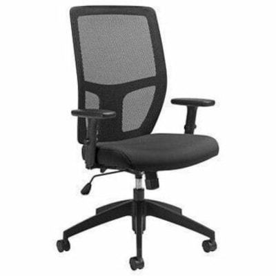 Offices To Go Format Task Chair - Echo, Black Fabric, Medium Density Fiber (MDF) Seat - Black Mesh, Fabric Back - Black Frame - High Back - 5-star Base - Armrest HIGH BACK BLACK TERRACE FABRIC 