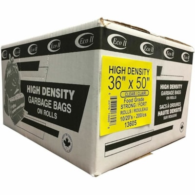 ECO II Trash Bag - Medium Size - 151.42 L Capacity - 36" (914.40 mm) - High Density - Clear - Garbage, Home, Office, Industrial - 200 / Case GARBAGE BAGS  ROLLS 