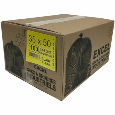 ECO II Trash Bag - 155.20 L Capacity - 35" (889 mm) - Clear - Garbage, Home, Office, Industrial - 100 / Case  ECO II MANUFATURING INC