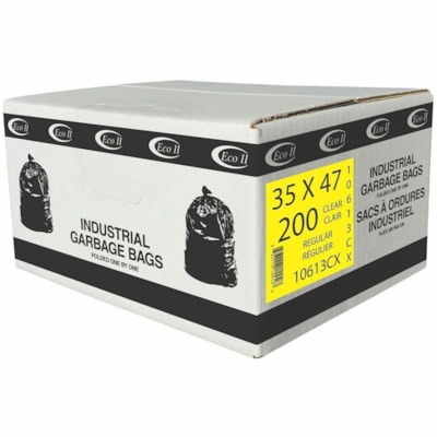 ECO II Trash Bag - Regular Size - 155.20 L Capacity - 35" (889 mm) Width x 47" (1193.80 mm) Length - Clear - Garbage, Office, Industrial - 200 / Case  ECO II MANUFATURING INC