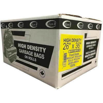 ECO II Trash Bag - Medium Size - 75.71 L Capacity - 26" (660.40 mm) - High Density - Clear - Garbage, Home, Office, Industrial - 400 / Case GARBAGE BAGS  ROLLS 