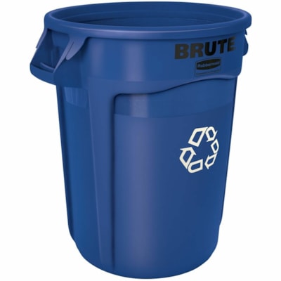 Rubbermaid BRUTE Recycling Container - 31.99 gal (121100 mL) Capacity - Round - For Indoor, Commercial - Rust Resistant, Chip Resistant, Peel Resistant, Dent Resistant, Fade Resistant, Warp Resistant, Crack Resistant, Crush Resistant, Tear Resistant, Contoured Base Handle, Ergonomic Handle, ... - 22 W/O LID  RECYCLING 