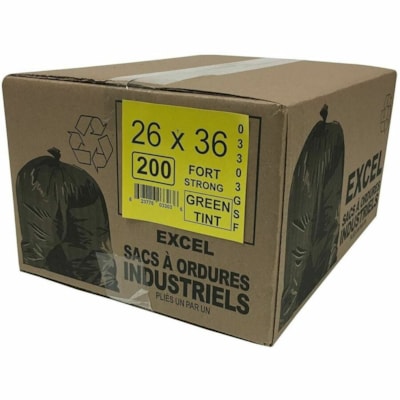 ECO II Trash Bag - 75 L Capacity - 26" (660.40 mm) - Green Tint - Garbage, Industrial - 200 / Case  ECO II MANUFATURING INC