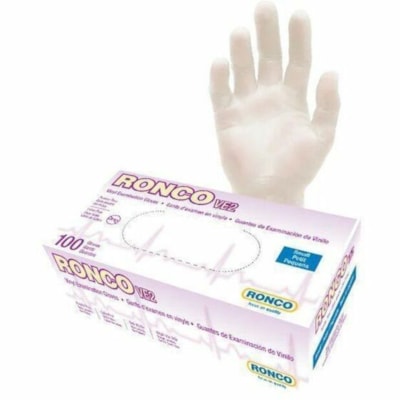 RONCO - VE2 gants d'examen jetables en vinyle, TP, 4 mil, transparent, boîte de 100 - épaisseur de gant 4 mil (0,10 mm) - Chlorure de polyvinyle (PVC)., Vinyle - clair - Résistants, Confortable, Sans fatigue, Souple, Sans latex, Sans allergènes, Sans poudre, Étanche - Pour Servi SANS POUDRE X-PETIT 100X10 RONCO VE2 TRANSPARENT