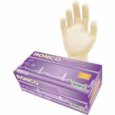 RONCO Gold-Touch Examination Gloves - 5 mil (0.13 mm) Thickness - X-Large Size - Vinyl, Synthetic - Tan - Powder-free, Tear Resistant, Flexible, Fatigue-free, Durable, Disposable - For Food, Medical, Automotive, Beauty Salon, Cosmetology, Dental, Hospitality, Laboratory, Clinical, Food Service, Indu EXAM GLOVE 100/PK PWDR FREE