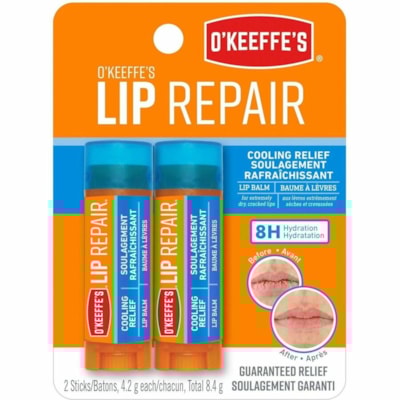 O'Keeffe's Lip Balm - Stick - Non-fragrance - For Dry to Very Dry Skin - Applicable on Lip - Cracked/Scaly Skin - Hypoallergenic, Moisturising, Absorbs Quickly - 2 / Pack COOL ON CONTACT MATTE FINISH