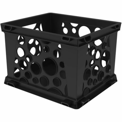 Storex Storage Bin - 6" (152.40 mm) Height x 7.7" (195.58 mm) Width x 9" (228.60 mm) Depth - Modular, Stackable, Handle - Black - Plastic - 1 BLACK 