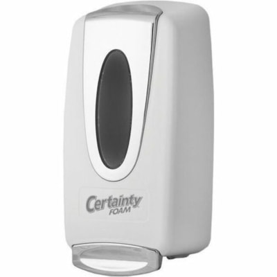 Certainty - Distributeur de savon/désinfectant Elite - Résistants, Mécanisme de verrouillage - Blanc - 12 / Étui CERTAINTY  BLANC ET CHROME CAPACITÉ DE 1 000 ML