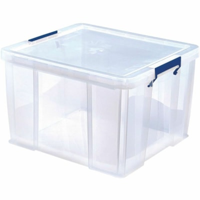 Bankers Box Storage Case - Internal Dimensions: 11.80" (299.72 mm) Length x 16.12" (409.45 mm) Width x 14.60" (370.84 mm) Depth - External Dimensions: 18.9" (479.43 mm) Width x 17.3" (440.18 mm) Depth x 12.4" (314.96 mm) Height - 48 L - Lid, Flip Top Closure - Stackable - Plastic, Polypropylene - Cl 48L PLASTIC