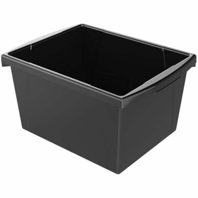 Storex 4 Gallon Storage Bin, Black - 15.10 L - Handle, Impact Resistant, Sturdy, Drop Resistant - Black - Plastic BLACK 