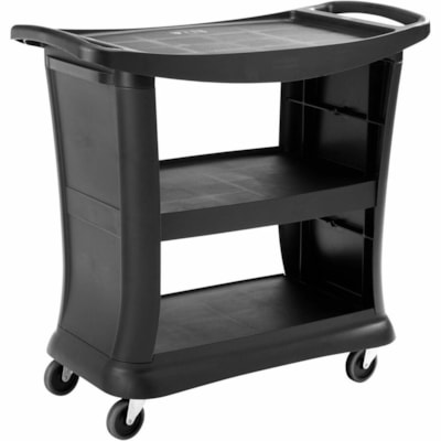 Rubbermaid Commercial Executive Series Service Cart, Black - 3 Shelf - 299.98 lb (136070 g) Capacity - 4 Casters - Plastic - 39" (990 mm) Length x 21" (533 mm) Width x 38" (965 mm) Height - Black - 1 BLACK 