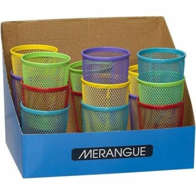Merangue - Porte-crayon 1025-3160-00-000 - hauteur de 4,25 po (107,95 mm) x largeur de 3 po (76,20 mm) x profondeur de 3 po (76,20 mm) - Métal - Variées - 1 BRIGHT FASHION COLOUR 