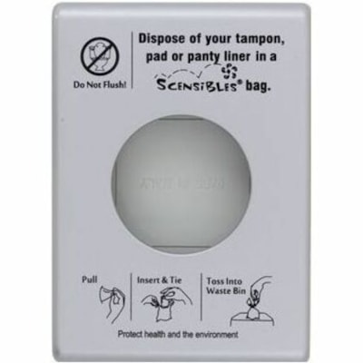 Hospeco Personal Disposal Bag Dispenser - 5.25" (133.35 mm) Height x 3.75" (95.25 mm) Width x 1" (25.40 mm) Depth - Gray, Satin Chrome - ABS Plastic - 1 Each DISPENSES HOSPECO'S SBX50 MADE IN ITALY