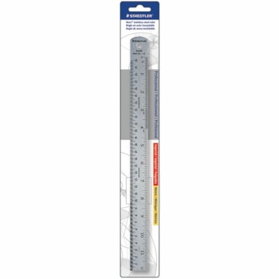 Staedtler Ruler - 12" Length - Imperial, Metric Measuring System - Stainless Steel - 1 WITH CORK BACKING 