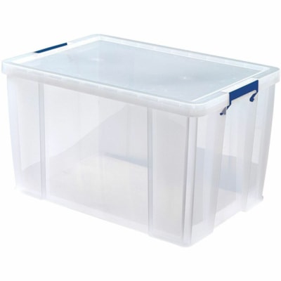 Bankers Box Storage Case - Internal Dimensions: 22.60" (574.04 mm) Width x 14.87" (377.70 mm) Depth x 14.75" (374.65 mm) Height - External Dimensions: 26" (660.40 mm) Width x 17.3" (439.42 mm) Depth x 15.3" (388.62 mm) Height - 22.45 gal (85000 mL) - Locking Clip, Lid, Flip Top Closure - Stackable - 85 L LARGE CAPACITY STORAGE BOX