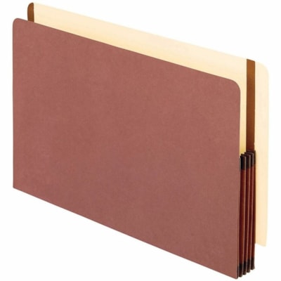 Pendaflex Straight Tab Cut Legal Recycled File Pocket - 8 1/2" (215.90 mm) x 14" (355.60 mm) - 3 1/2" (88.90 mm) Expansion - Red Fiber - Brown - 10% Recycled - 10 / Box POCKET 3 1/2 EXPANSION LEGAL SIZE