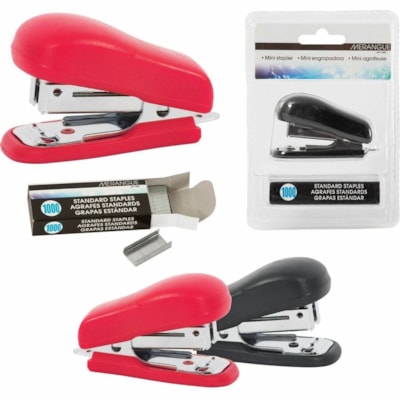 Merangue Mini Stapler Pack - Staples Upto 20 Sheet - Holds Upto 60 Staple - Mini - Assorted, Multicolor - Plastic - 1 MINI STAPLER WITH 1000 STAPLES ASSORTED TRANSLUCENT COLOURS