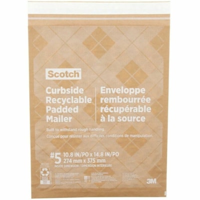 Scotch - Enveloppe postale CR-5-1-20 - Rembourré /matelassé - #5 - largeur de 10 1/2 po (266,70 mm) x longueur de 14 3/4 po (374,65 mm) - Brun - Papier - 20 / Carton 266 MM X 374 MM  FORMAT 5 CR-5-1-20   RéCUPéRABLE