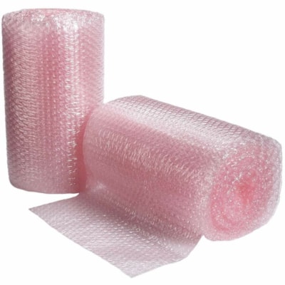 Crownhill Packing Wrap - 12" (304.80 mm) Width x 25 ft (7620 mm) Length - 0.1" Bubble Size - Anti-static, Water Resistant, Lightweight, Flexible, Vibration Resistant, Abrasion Resistant, Cushioned - Plastic - Pink - 2 / Pack 3/16" 12X25' 