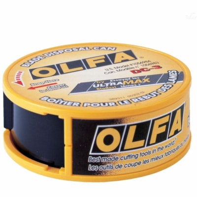 Olfa DC-3 Blade Disposal Can - Round - Manual - For Industrial - Plastic, ABS Plastic - Black ACCEPTS ALL SAFETY BLADES AND 9MM & 18MM SNAP BLADES