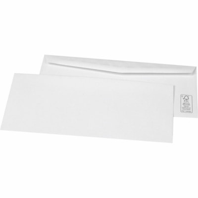Supremex Envelope - Business - #10 - 4 1/8" (104.65 mm) Width x 9 1/2" (241.30 mm) Length - 24 lb (10886.22 g) - White - Wove, Paper - 100 / Pack 24LB  WHITE WOVE FSC PAPER 100/PK