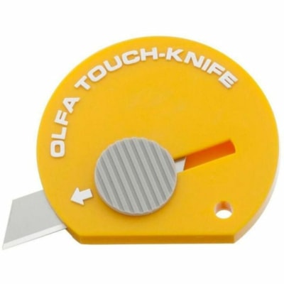 Olfa TK-4 Multi-Purpose Touch Knife - Yellow or Red - Stainless Steel Blade - Retractable Blade, Compact, Disposable, Portable, Lanyard, Hanging Hole, Lockable Blade - Red, Yellow, White, Navy - 60 Piece NON REFILLABLE SPRING LOADED STEEL BLADE PLASTIC CASE