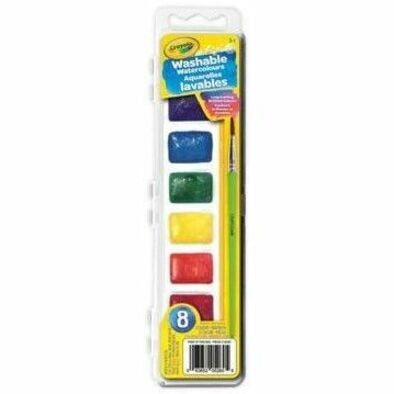 Crayola 8 Colours - Washable Watercolour Paint - Liquid - 8 Color(s) - Assorted - Washable - 1 / Unit 8 COLOURS + BRUSH 