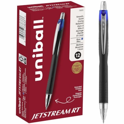 uniball(tm) Jetstream RT Ballpoint Pen - 1 mm (0.04") Bold, Medium Pen Point - Refillable - Retractable - Blue Ink - Gel-based - Black Barrel - 1 / Unit BOLD TIP 