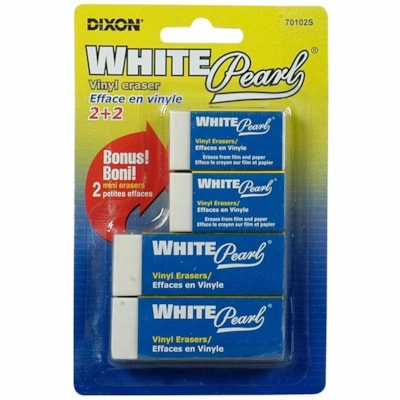 Dixon White Pearl Manual Eraser - White - Block - Vinyl - 4 / Pack - Non-toxic  