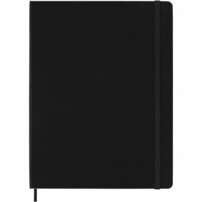 Moleskine - Carnet à couverture rigide Classic, très grand format, ligné, noir, 7 po x 10 po - 192 Pages - Margin Avec ligne - 70 g/m² Grammage - format 7 1/2 po (190,50 mm) x 9 1/2 po (241,30 mm) - hauteur de 9,84 po (250 mm) x largeur de 7,48 po (190 mm) - Paper Ivoire - Co BLACK  7" X 10"  RULED PAGES HARD COVER  ACID FREE PAPER