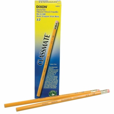 Dixon Classmate Wood Pencil - Black Lead - HB/#2 - Yellow Barrel - 12 / Box TIPPED 