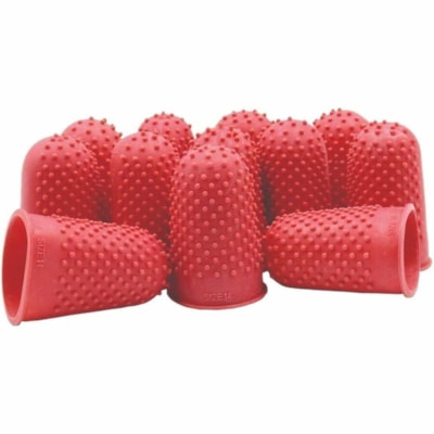 Westcott Ventilated Finger Tips, Extra Large or Thumb - 0.94" (23.81 mm) Diameter - Extra Large Size - Rubber - Red - 12 / Box EXTRA LARGE  15/16"  12/BX 