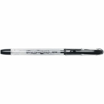 BIC Gel-ocity Gel Pen - 0.5 mm (0.02") Fine Pen Point - Black Ink - Gel-based - Clear, Translucent Barrel - 12 / Box  