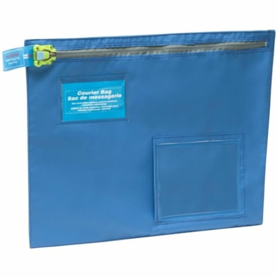 Securisac Courier Bag - 12" (304.80 mm) Width x 16" (406.40 mm) Length x 1" (25.40 mm) Depth - Zipper Closure - Royal Blue - Nylon, Polyvinyl Chloride (PVC), Polyester - Deposit, Mailing, Shipping, Bill - 1 Unit  