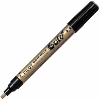 Pilot Super Colour Paint Marker - Broad Bullet Marker Point - Gold Ink - Gold, Aluminum Barrel - Plastic Tip CARDED PERMANENT INK        REPL. SC-G