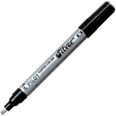 Pilot Super Colour Paint Marker - Broad Bullet Marker Point - Silver Ink - Silver, Aluminum Barrel - Plastic Tip METALIC FOR USE ON NON POROUS SURFACE  CARDED  REPL SC-S