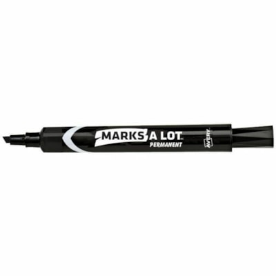 Marks-A-Lot Permanent Chisel Tip Marker - Bold Chisel Marker Point - Black Ink - 12 / Box CHISEL TIP  BLACK 