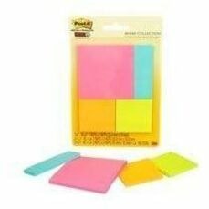 Post-it® - Bloc-notes 3322-SSPM-C - largeur de drapeau/note 3 po (76,20 mm) x longueur de drapeau/note 3 po (76,20 mm), largeur de drapeau/note 2 po (50,80 mm) x longueur de drapeau/note 2 po (50,80 mm), largeur de drapeau/note 1 po (25,40 mm) x longueur de drapeau/note 3 po (76,20 mm) - Carr&ea 3322-SSPM-C  TAILLES MULTIPLES TAILLES MULTIPLES