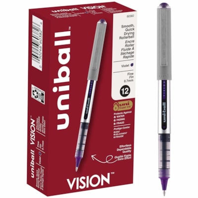 uniball(tm) Vision Rollerball Pen - 0.7 mm (0.03") Fine Pen Point - 12 / Pack VISION INK WINDOW UNIFLOW SYST WATER/FADE PROOF DISPOSABLE