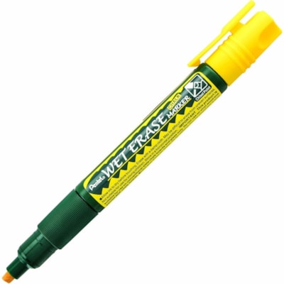 Pentel Arts Wet Erase Chalk Marker / SMW26 - 2 mm (0.08") Fine Chisel, 4 mm (0.16") Marker Point - Yellow Ink - Yellow Barrel - 1 / Unit 2.0/4.0 MM CHISEL POINT YELLOW