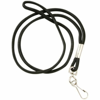 ACCO Badgemates Nylon Badge Lanyard w/ Swivel Clip, 21" , Round, Pack of 12 - Adjustable - Swivel Hook Attachment - Black - Nylon - 12 / Pack 12/PK LANYARD 