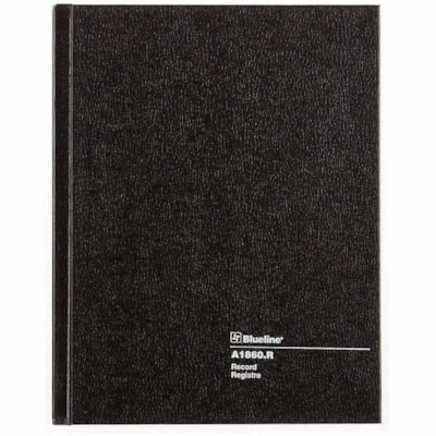 Blueline Record Book, A1860.R - 192 Sheet(s) - Perfect Bind - White Sheet(s) - Black Cover - Recycled STIFF COVER WHT PAPER 192 PG 26 LINES 50% POST CONSUMER