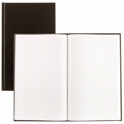 Blueline Account Book A790200.01 - 200 Pages - Printed - Perfect Bound - Both Side Ruling Surface - Ruled Front Ruling - Ruled Brown Margin - 12.52" (318 mm) Height x 7.64" (194 mm) Width - White Paper - Black Cover - Hard Cover, Numbered, Durable, Stiff-cover - Recycled STIFF BLK COVER WHT PAPER 35 LINES 50% REC. BLUELINE