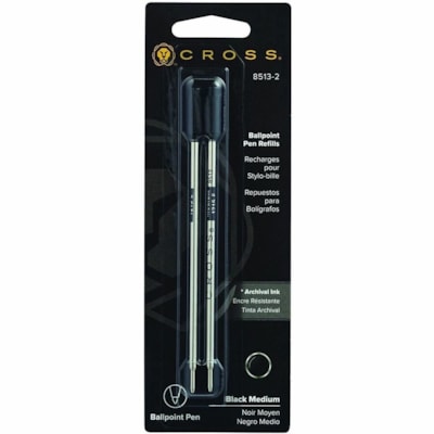 Cross - Recharge de stylo à bille 08513-2 - Moyenne Pointe - Ink Noir - 2 / emballage 2/PQT  POUR TOUS STYLOS À BILL CROSS
