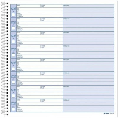 Adams - Registre de boîte vocale - 50 Feuilles - 20 lb (9071,85 g) - Reliure à spirales - Copie carbone - format 8 1/4 po (21 cm) x 8 1/2 po (21,6 cm) - Blanc - Sheet(s) Blanc  