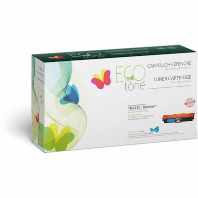 Ecotone Remanufactured Standard Yield Laser Toner Cartridge 221C, 221 (TN221C) - Cyan - 1 Pack - 1400 copies 1400 PAGE YIELD GTTN221C