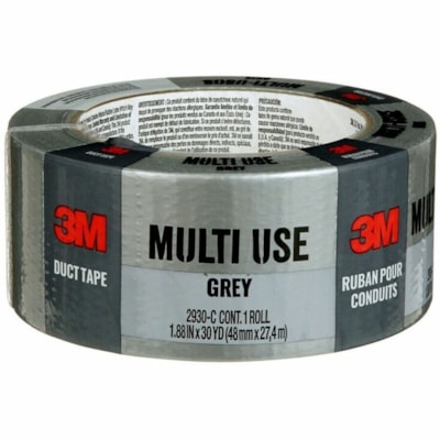 3M Multi-Use Duct Tape 2930-C, 1.88 in x 30 yd (48.0 mm x 27.4 m) - 30 yd (27.4 m) Length x 1.88" (47.8 mm) Width - Gray - Natural Rubber Adhesive - For Bundling, Cord, Patching, Reinforcing, Repair, Indoor, General Purpose - 1 Each 48.0 MM X 27.4 M 