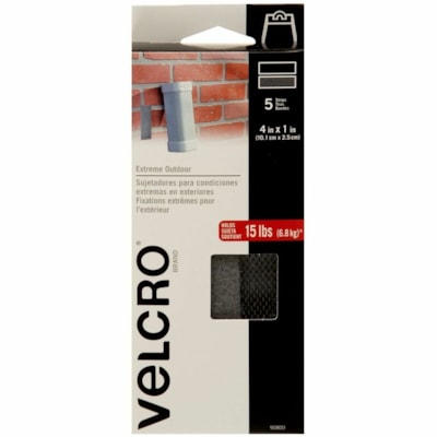VELCRO® Brand Industrial Strength-Extreme Strips - 4" (101.6 mm) Length x 1" (25.4 mm) Width - Titanium - Plastic, Nylon - For Office, Stationery, Holding - 5 / Pack STRIPS  TITANIUM  5 CT. 