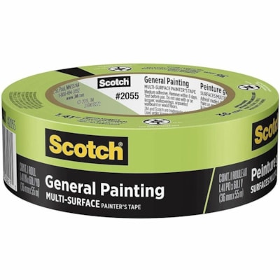 ScotchBlue - Ruban de masquage 2055-48NP - longueur de 2,17 po (55 mm) x largeur de 1,89 po (48 mm) - Vert - Fibre - Papier crépon Endos - Caoutchouc Adhésif - Pour Peinture, Usage général, Multisurface, Peinture, Bois, Surface peinte, Carrelage, Fenêtre, Maison, Bureau,  SCOTCH  CONTIENT 30% DE FIBRE DE POST-CONSOMMATION