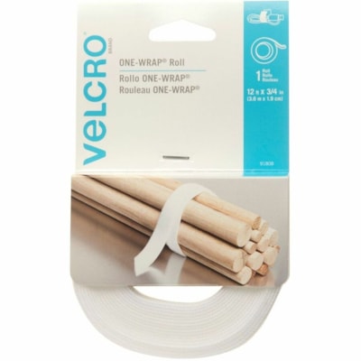 VELCRO® One-Wrap Hook & Loop Fastener - 12 ft (3.7 m) Length x 0.75" (19.1 mm) Width - White - For Bundling, Indoor, Cable, Tools, Outdoor, Electronic, Wire, Home, Worksite, Office, Cord - 1 / Roll ROLL 12FT X 3/4IN. WHITE 